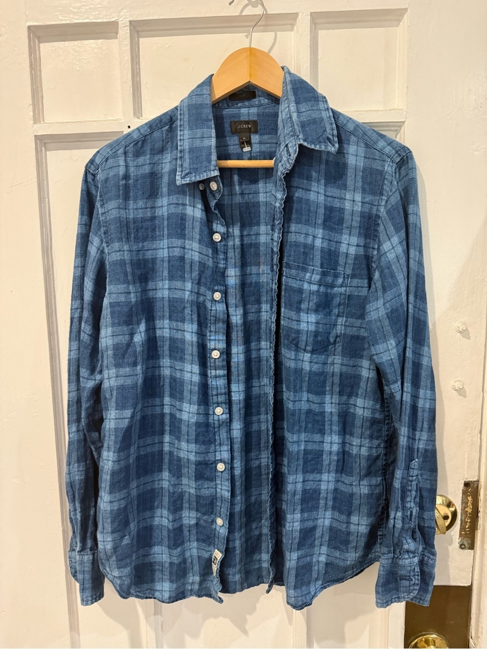 J. Crew Indigo Plaid Cotton Button-Down Shirt